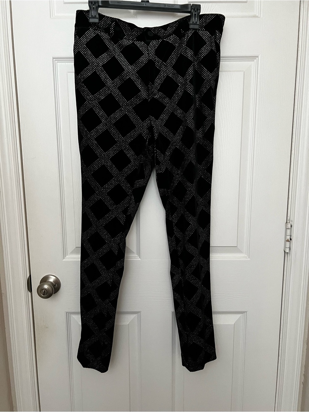 Black Geometric Pattern Stretch Pants